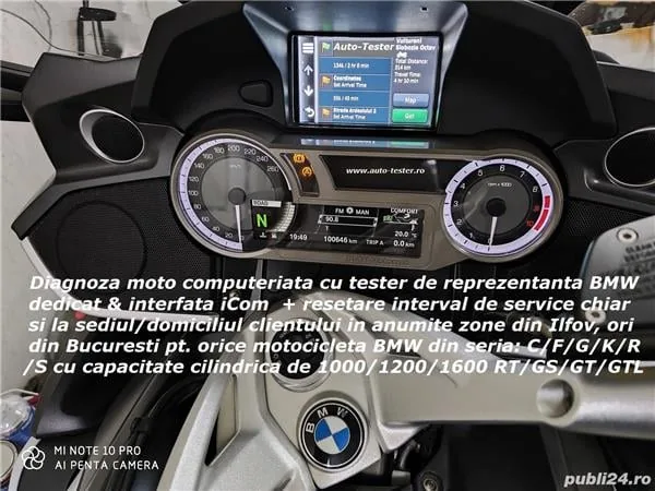 Diagnoza moto test BMW K1600 GT R1200 RT GS S1000 RR F 800 GS resetare interval service la domiciliu